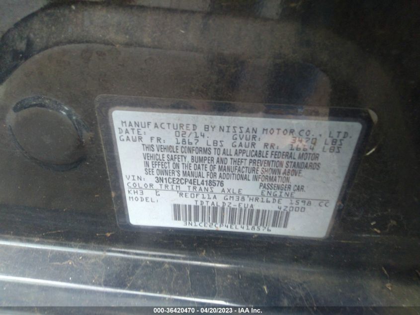 2014 NISSAN VERSA NOTE S/S PLUS/SV - 3N1CE2CP4EL418576