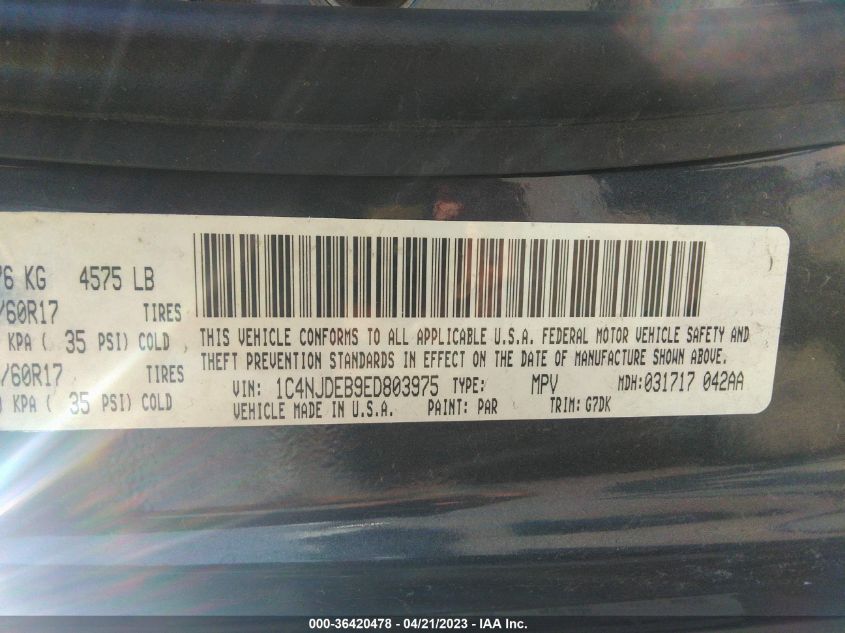 2014 JEEP COMPASS LATITUDE - 1C4NJDEB9ED803975