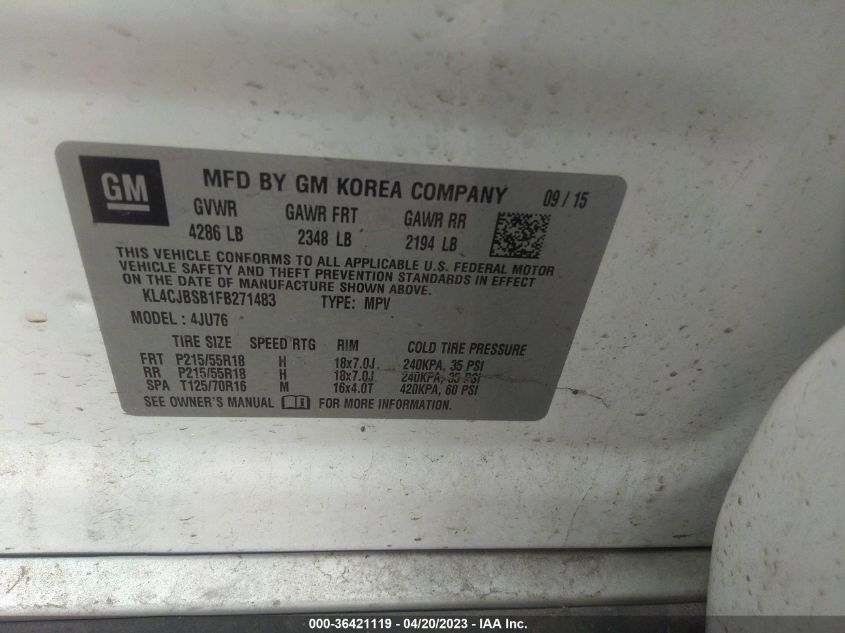 2015 BUICK ENCORE CONVENIENCE - KL4CJBSB1FB271483