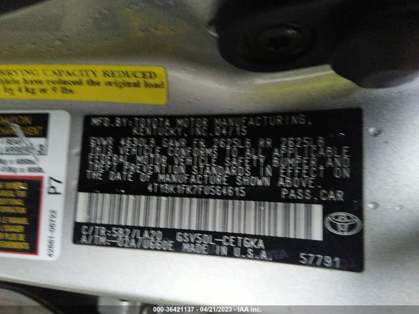 2015 TOYOTA CAMRY XSE/XLE - 4T1BK1FK7FU564615