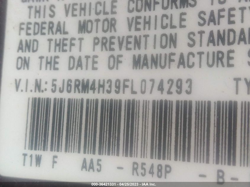 2015 HONDA CR-V LX - 5J6RM4H39FL074293