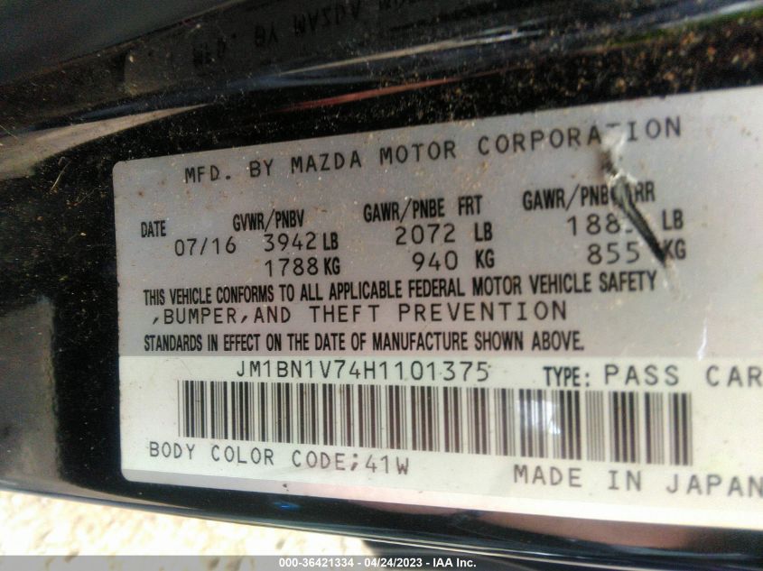 2017 MAZDA MAZDA3 4-DOOR TOURING - JM1BN1V74H1101375