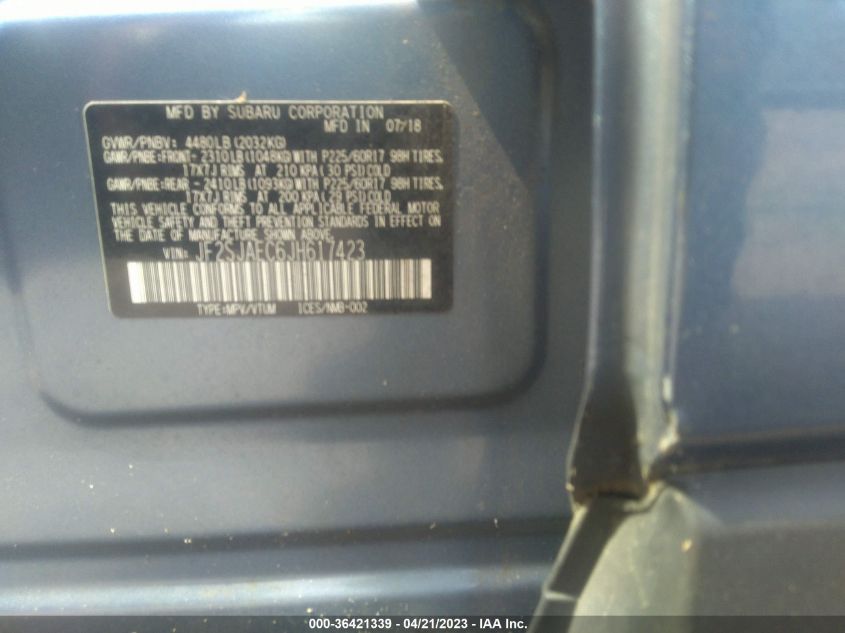 2018 SUBARU FORESTER PREMIUM - JF2SJAEC6JH617423