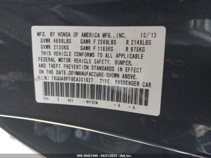 2014 ACURA TL ADVANCE - 19UUA8F78EA001627
