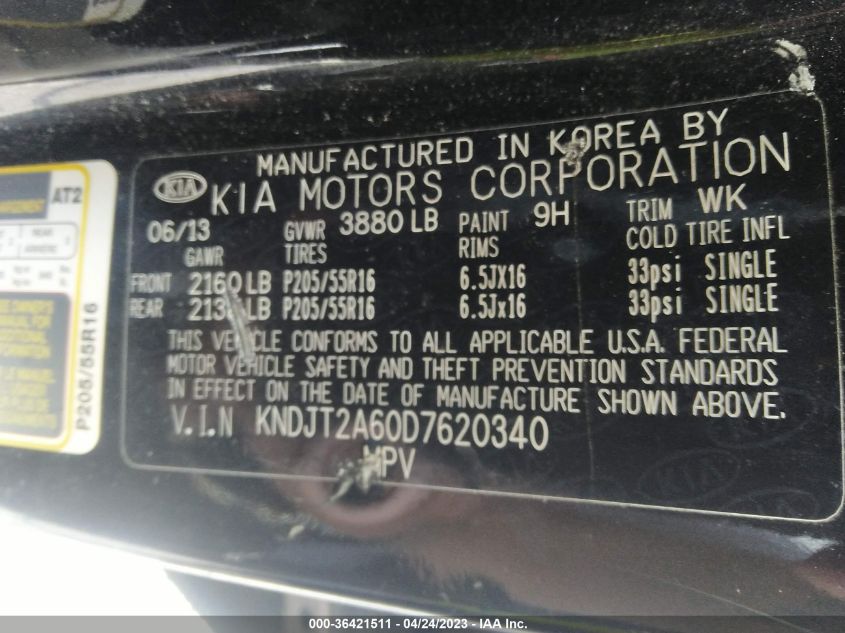 2013 KIA SOUL + - KNDJT2A60D7620340