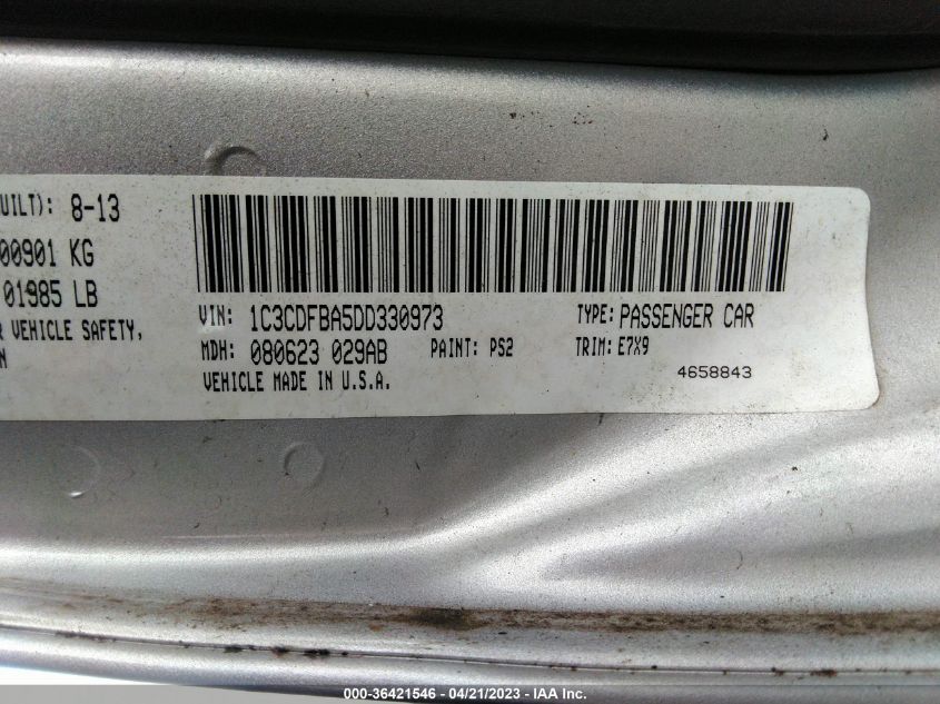 2013 DODGE DART SXT - 1C3CDFBA5DD330973