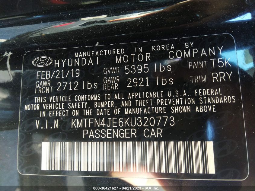2019 GENESIS G80 3.8L - KMTFN4JE6KU320773