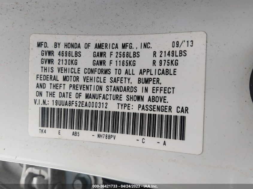 2014 ACURA TL TECH - 19UUA8F52EA000312