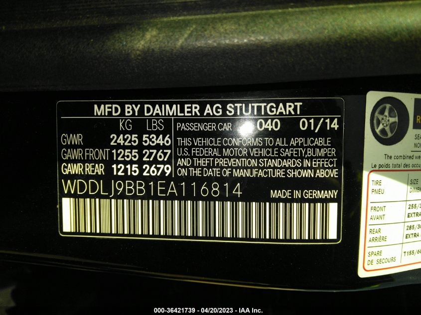 2014 MERCEDES-BENZ CLS-CLASS CLS 550 WDDLJ9BB1EA116814