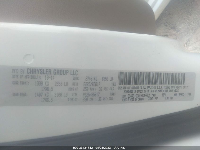 2015 CHRYSLER TOWN & COUNTRY LIMITED PLATINUM - 2C4RC1GG0FR597222