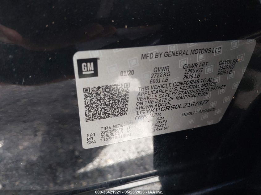 2020 CADILLAC XT6 FWD PREMIUM LUXURY 1GYKPCRS0LZ167477