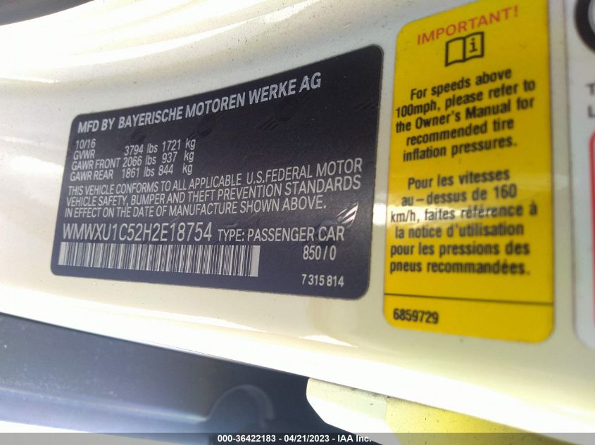 2017 MINI HARDTOP 4 DOOR COOPER - WMWXU1C52H2E18754