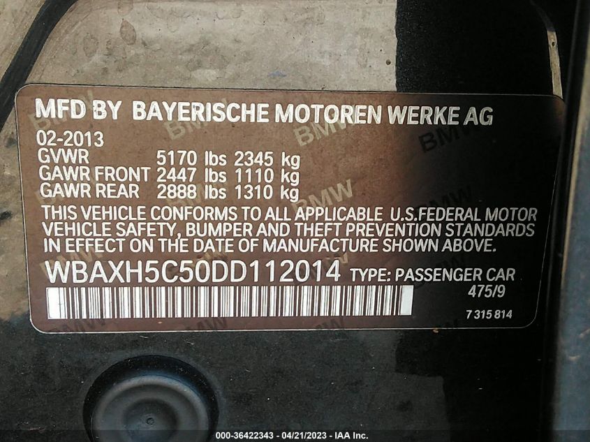 2013 BMW 5 SERIES 528I XDRIVE - WBAXH5C50DD112014