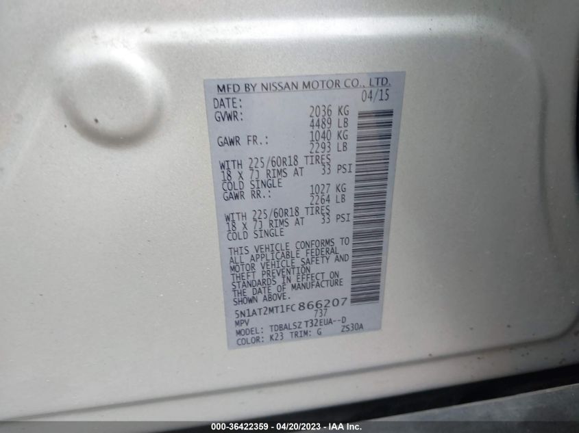 2015 NISSAN ROGUE SL - 5N1AT2MT1FC866207