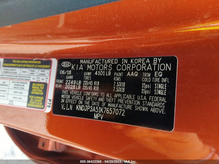 2019 KIA SOUL + - KNDJP3A51K7657072