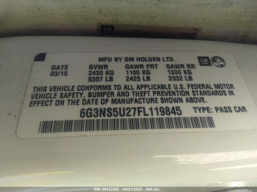 2015 CHEVROLET CAPRICE POLICE PATROL POLICE - 6G3NS5U27FL119845
