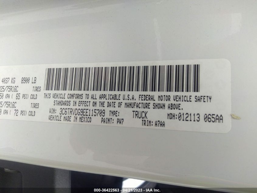 2014 RAM PROMASTER 3C6TRVDG9EE115709
