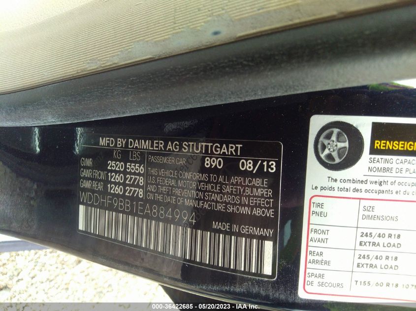 2014 MERCEDES-BENZ E-CLASS E 550 SPORT - WDDHF9BB1EA884994
