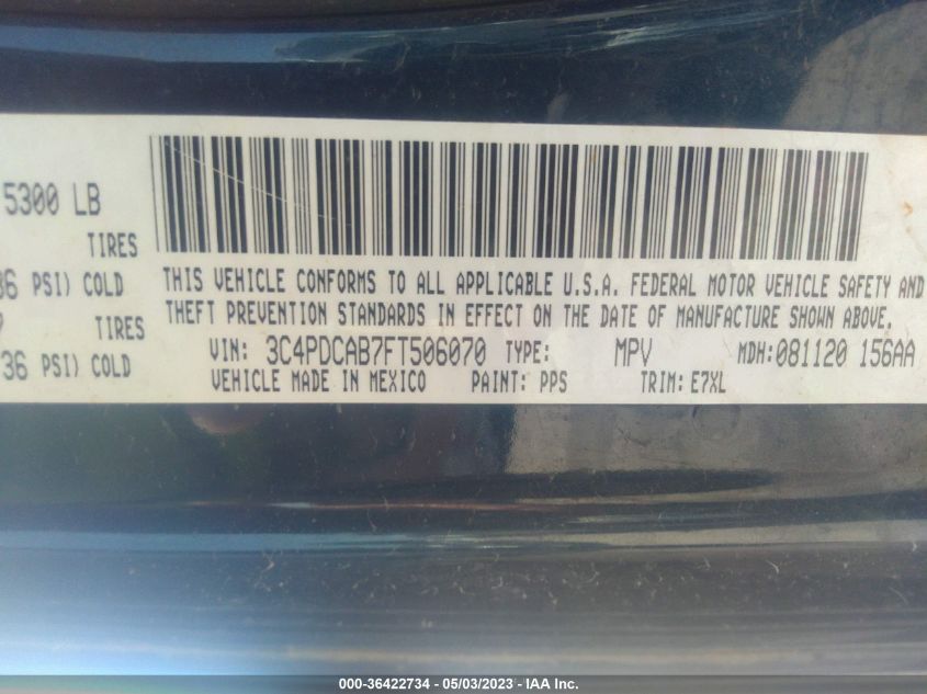 2015 DODGE JOURNEY SE - 3C4PDCAB7FT506070