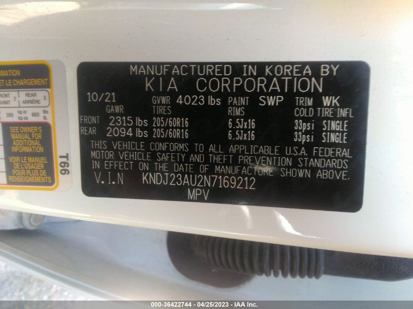 2022 KIA SOUL LX - KNDJ23AU2N7169212