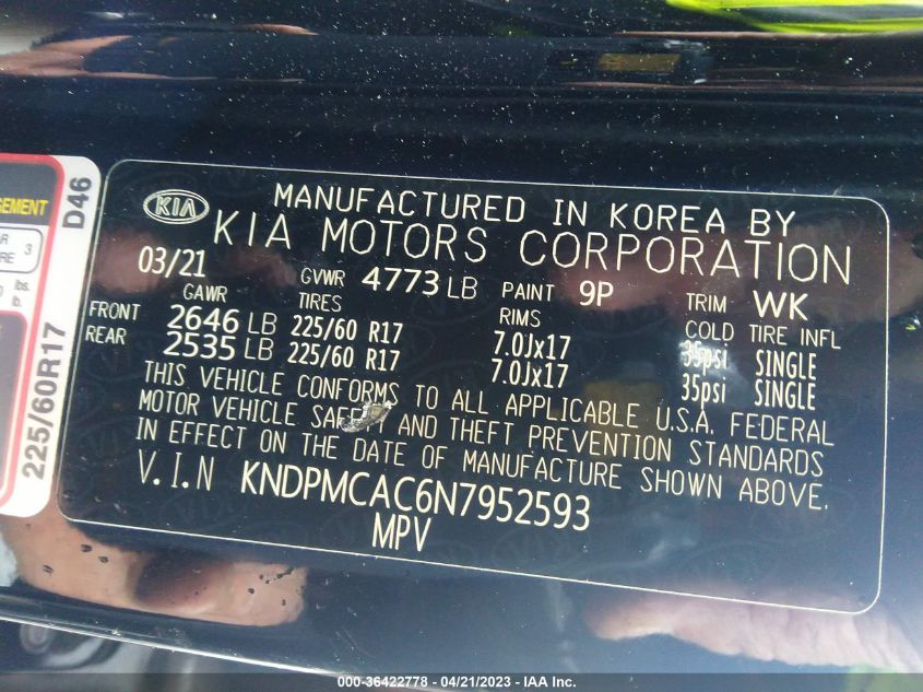2022 KIA SPORTAGE LX - KNDPMCAC6N7952593
