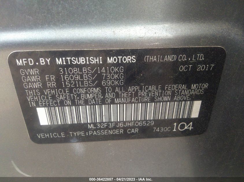 2018 MITSUBISHI MIRAGE G4 ES - ML32F3FJ6JHF06529