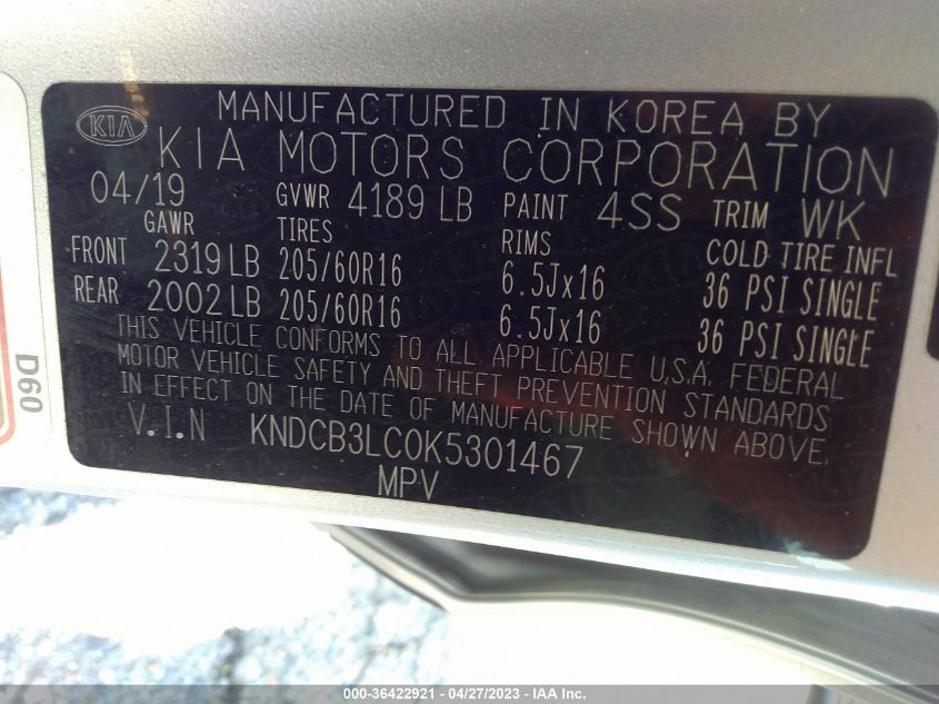 2019 KIA NIRO LX - KNDCB3LC0K5301467