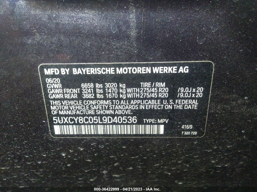 2020 BMW X6 M50I - 5UXCY8C05L9D40536