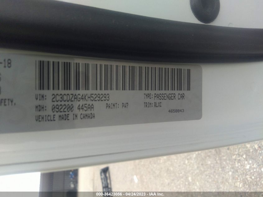 2019 DODGE CHALLENGER SXT - 2C3CDZAG4KH529293