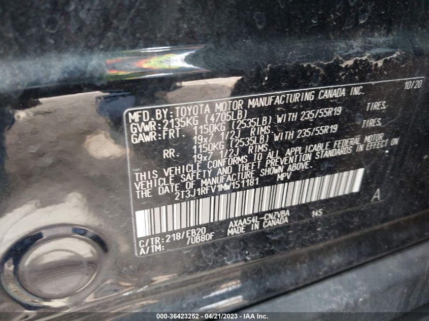 2021 TOYOTA RAV4 ADVENTURE/TRD OFF ROAD - 2T3J1RFV1MW151181