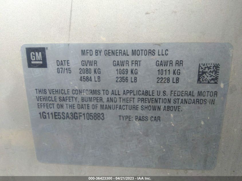 2016 CHEVROLET MALIBU LIMITED LTZ - 1G11E5SA3GF105883