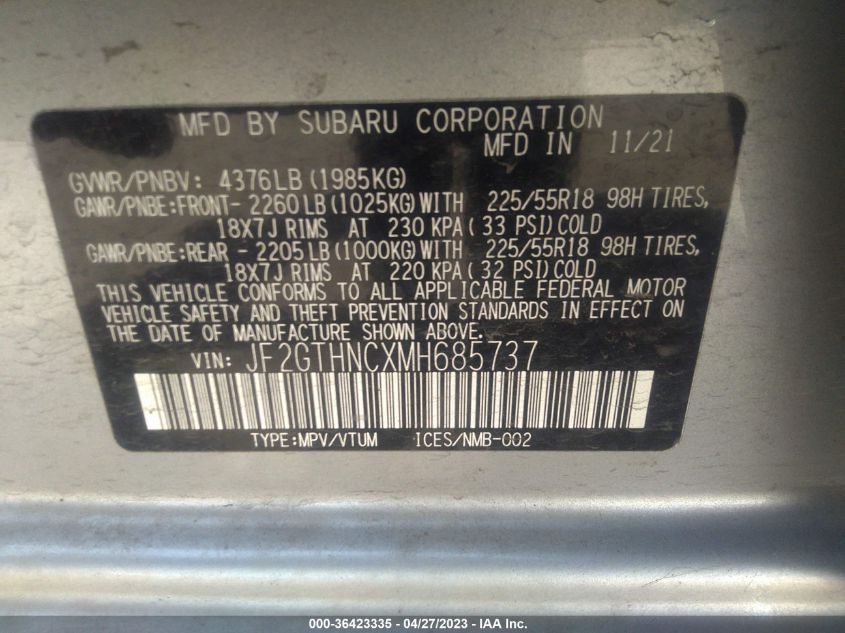 2021 SUBARU CROSSTREK LIMITED - JF2GTHNCXMH685737