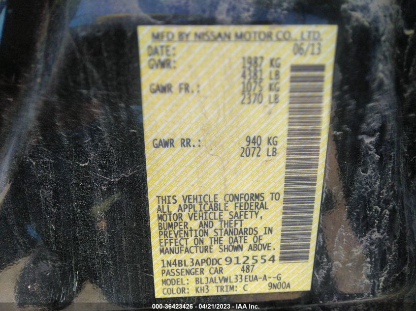 2013 NISSAN ALTIMA 3.5 SL - 1N4BL3AP0DC912554