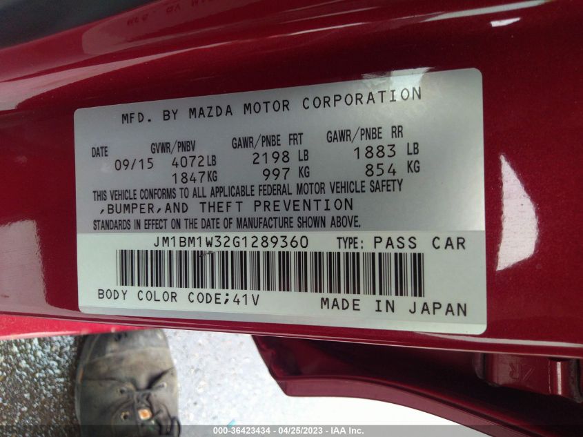 2016 MAZDA MAZDA3 S TOURING - JM1BM1W32G1289360