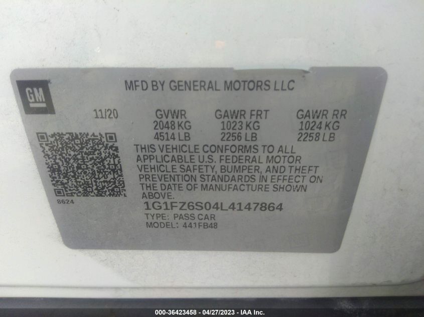 2020 CHEVROLET BOLT EV PREMIER - 1G1FZ6S04L4147864