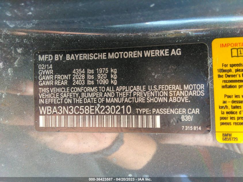 2014 BMW 4 SERIES 428I - WBA3N3C58EK230210