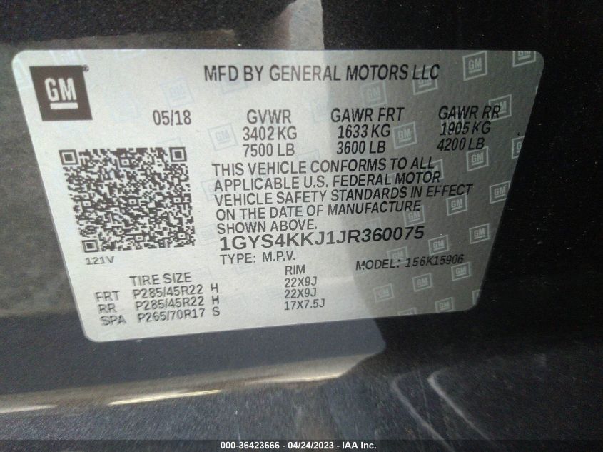 2018 CADILLAC ESCALADE ESV PLATINUM - 1GYS4KKJ1JR360075