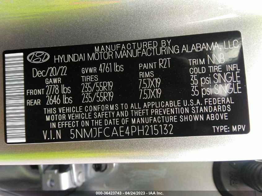 2023 HYUNDAI TUCSON SEL - 5NMJFCAE4PH215132