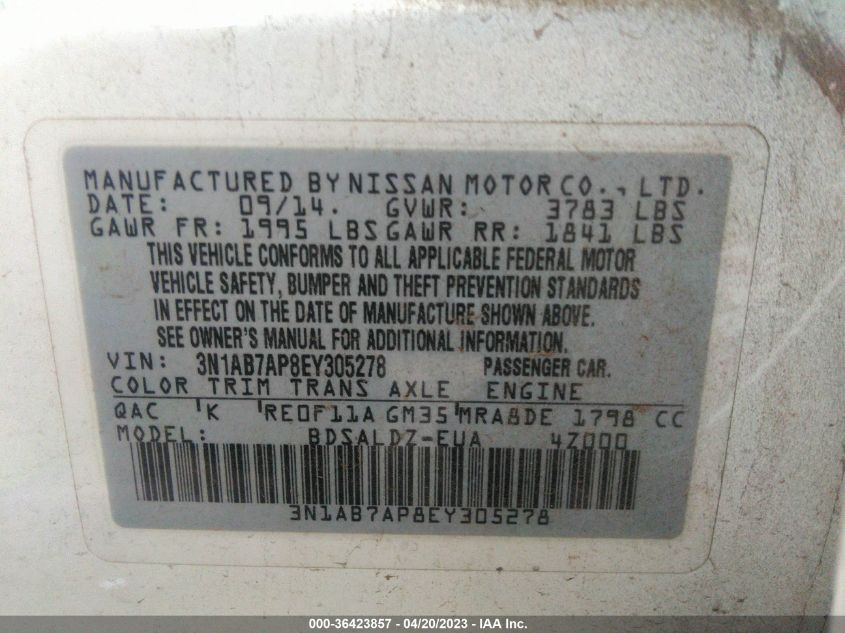 2014 NISSAN SENTRA SV - 3N1AB7AP8EY305278