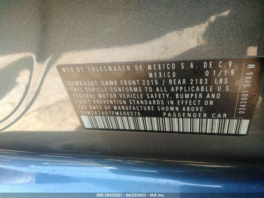 2015 VOLKSWAGEN GOLF SPORTWAGEN TDI SEL 3VWCA7AU7FM500275