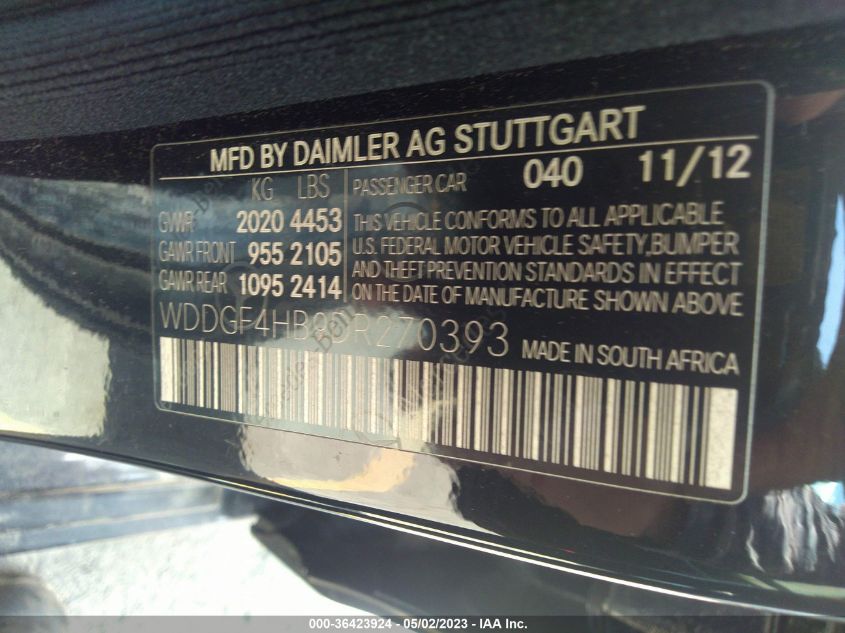2013 MERCEDES-BENZ C-CLASS C 250 - WDDGF4HB9DR270393