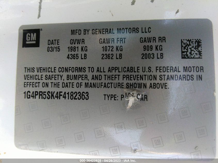 2015 BUICK VERANO CONVENIENCE GROUP - 1G4PR5SK4F4182363