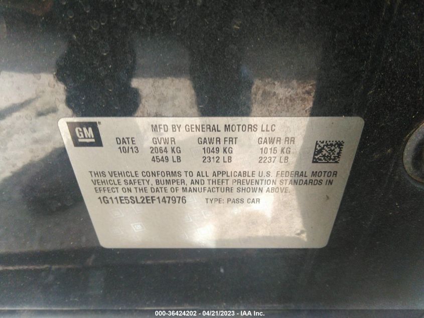2014 CHEVROLET MALIBU LT - 1G11E5SL2EF147976