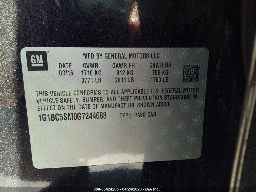 2016 CHEVROLET CRUZE LS - 1G1BC5SM0G7244688