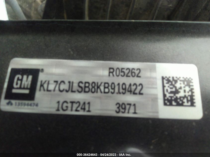 2019 CHEVROLET TRAX LT - KL7CJLSB8KB919422