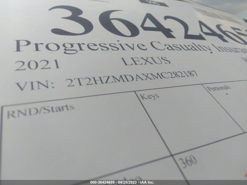 2021 LEXUS RX RX 350 - 2T2HZMDAXMC282187