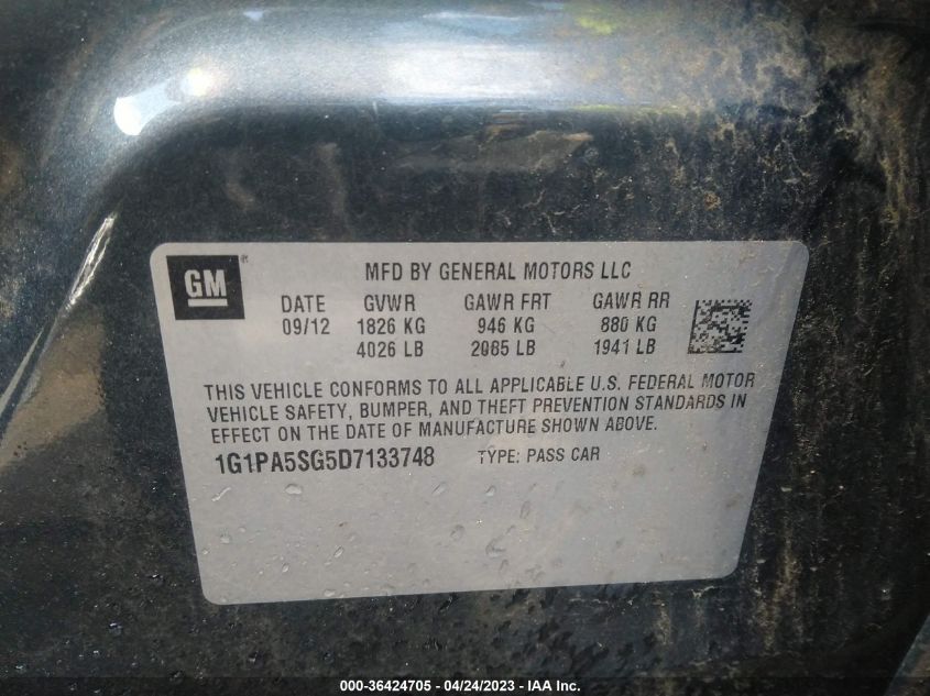 2013 CHEVROLET CRUZE LS - 1G1PA5SG5D7133748