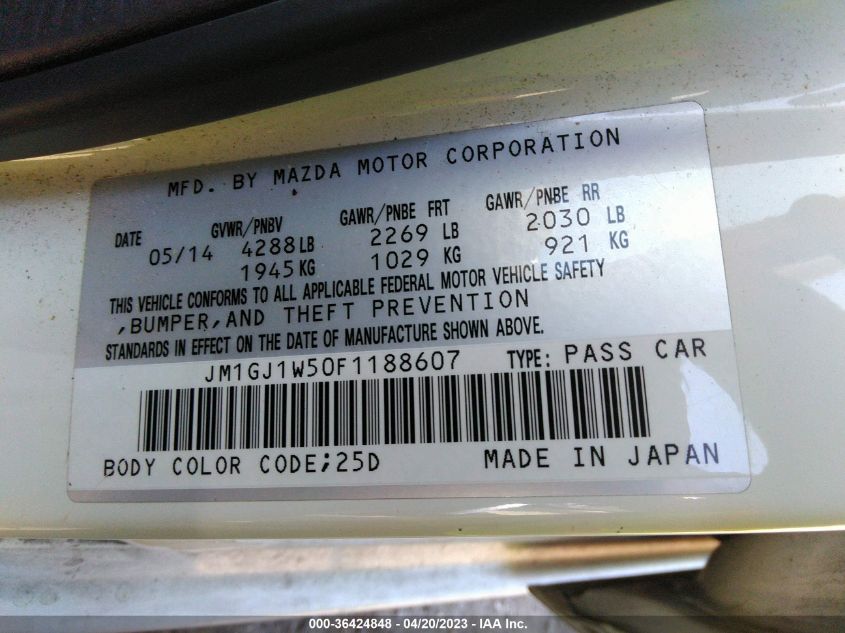 2015 MAZDA MAZDA6 I GRAND TOURING - JM1GJ1W50F1188607