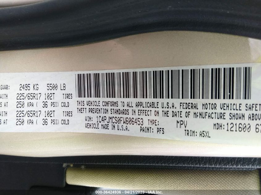 2015 JEEP CHEROKEE LATITUDE - 1C4PJMCS0FW606453
