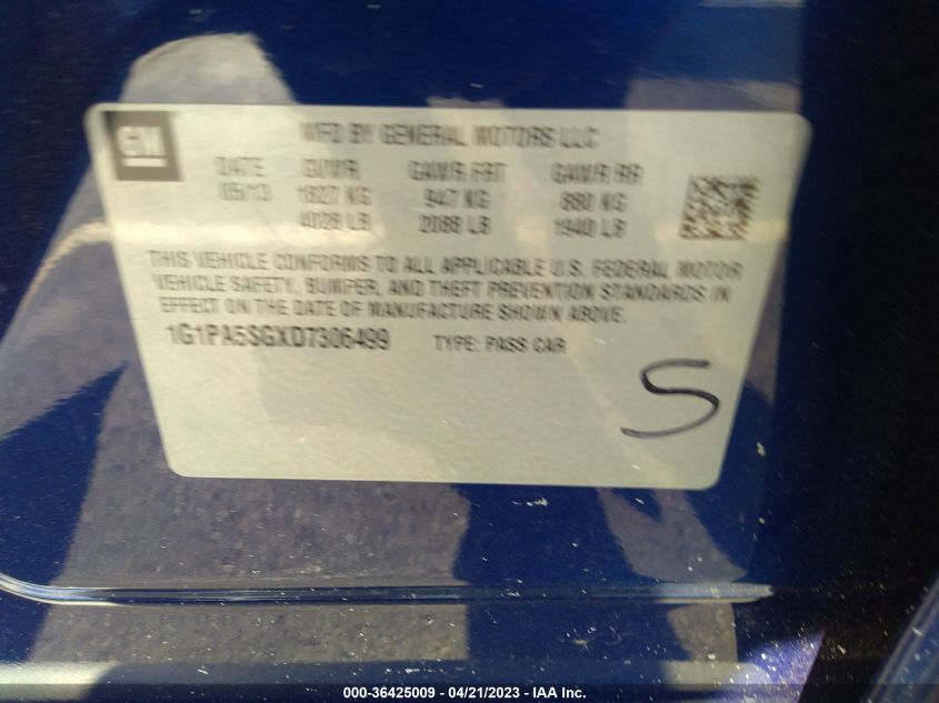 2013 CHEVROLET CRUZE LS - 1G1PA5SGXD7306499